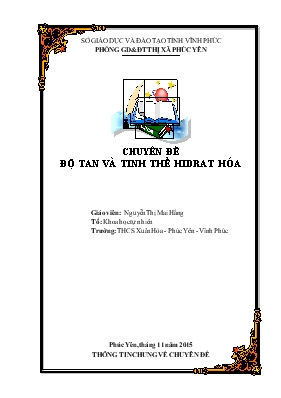 Chuyên đề Độ tan và tinh thể hidrat hóa
